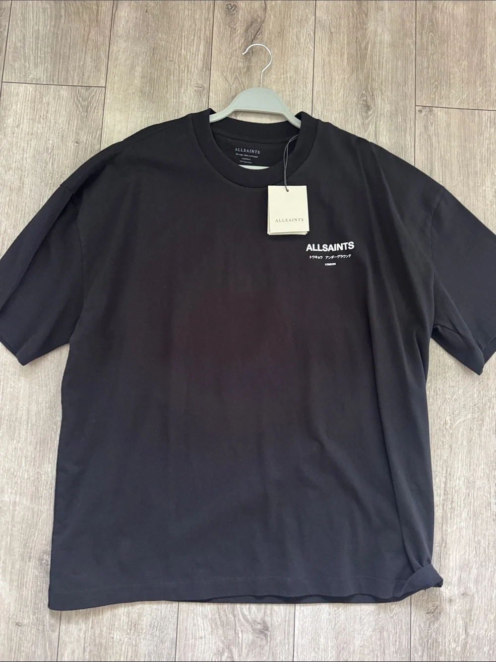AllSaints Black Short-Sleeve Logo Tee - Picture 1 of 4